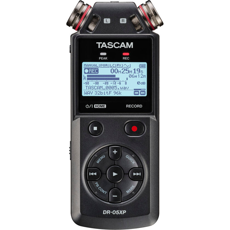 Grabadora digital de audio estéreo, 32-Bit Float, Tascam DR-05XP con interfaz de audio USB