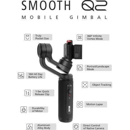 Zhiyun Smooth Q2 SM106 | Gimbal de Bolsillo 3 Ejes para Smartphone iOS y Android