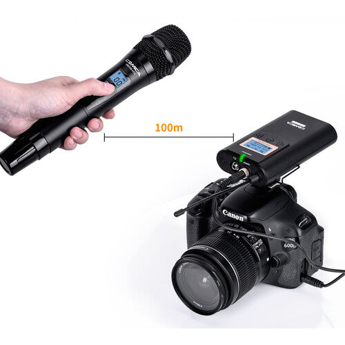 Micrófono inalámbrico de mano para montaje en cámara Comica Audio CVM-WM100H