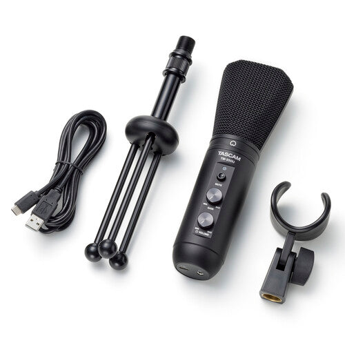 Tascam TM-250U Micrófono Condensador USB-C | Supercardioide Plug & Play para Podcast y Streaming