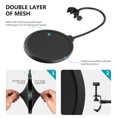 Filtro antipop Neewer NWN3 | Doble capa de 6" ajustable y prensa C