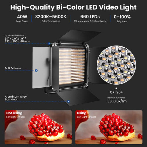 Kit de luz led bicolor regulable NL-660 Neewer | Con estuches