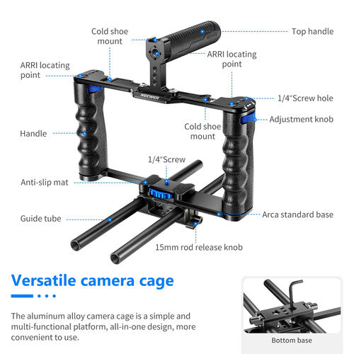 Jaula Universal Neewer VS107 | Aluminio CNC para DSLR y Mirrorless