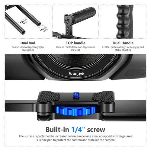 Jaula Universal Neewer VS107 | Aluminio CNC para DSLR y Mirrorless