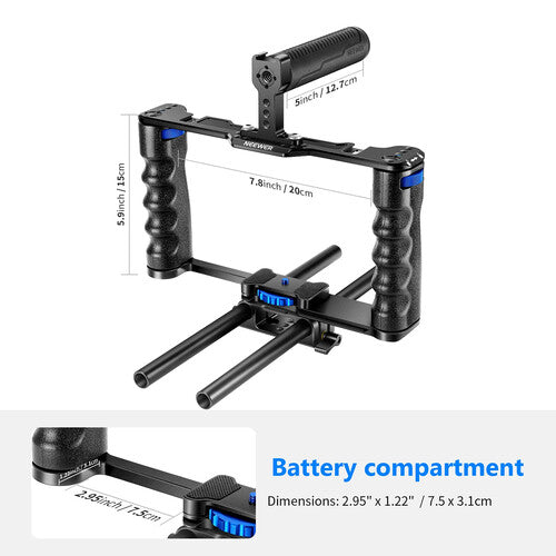 Jaula Universal Neewer VS107 | Aluminio CNC para DSLR y Mirrorless