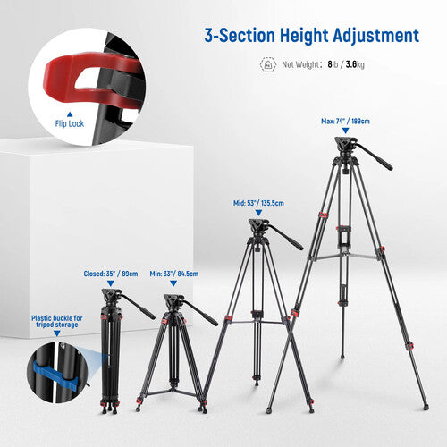 Trípode video de cabezal fluido 360° Neewer GM88