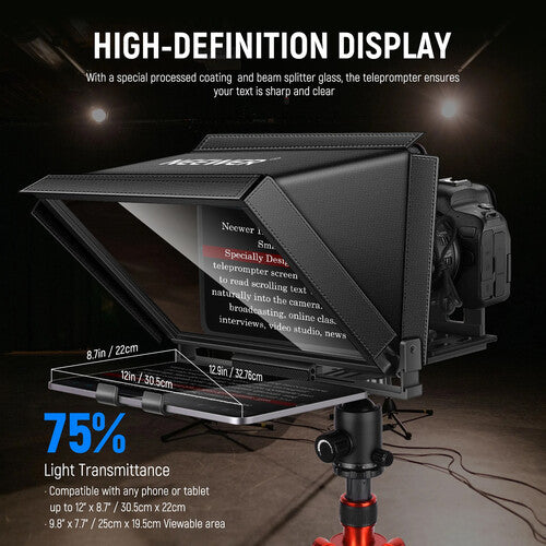 Teleprompter Neewer X12 con aplicación remota y estuche de transporte