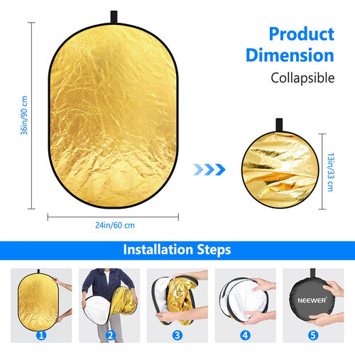 Reflector de luz 5 en 1 Reversible RF0812 Neewer ovalado 80x120cms
