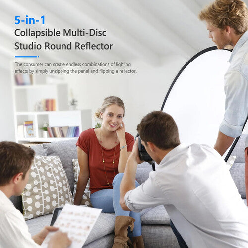 Reflector Neewer RF0609 5 en 1 Ovalado | 60x90cm | Difusor, Dorado, Plateado, Blanco y Negro