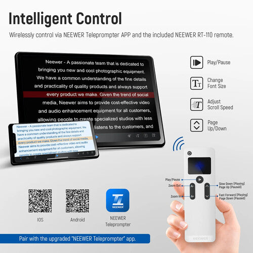 Teleprompter Neewer X17 II 17" | Control Remoto Bluetooth, App y Estuche Incluidos