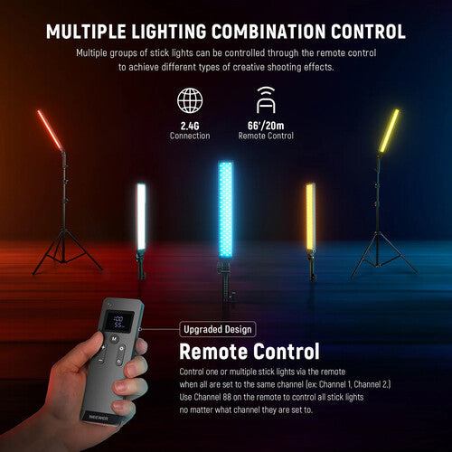 Neewer BH20B | Pack 2 Barras LED Bicolor 21W | CRI97+ | Control 2.4G | Soportes Incluidos