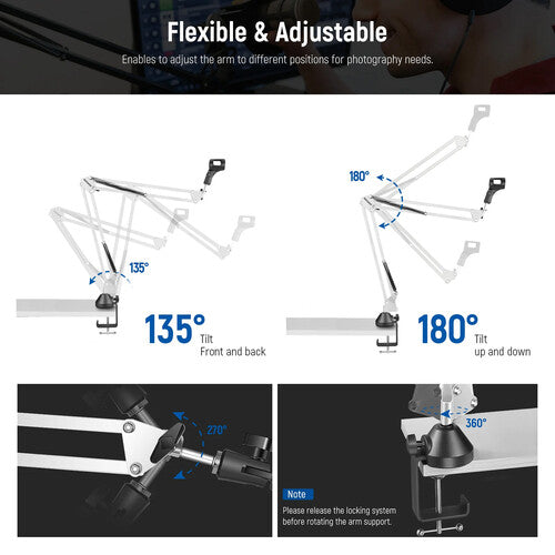 Soporte Brazo Micrófono Neewer NW-35 | Brazo de Suspensión con Filtro Pop