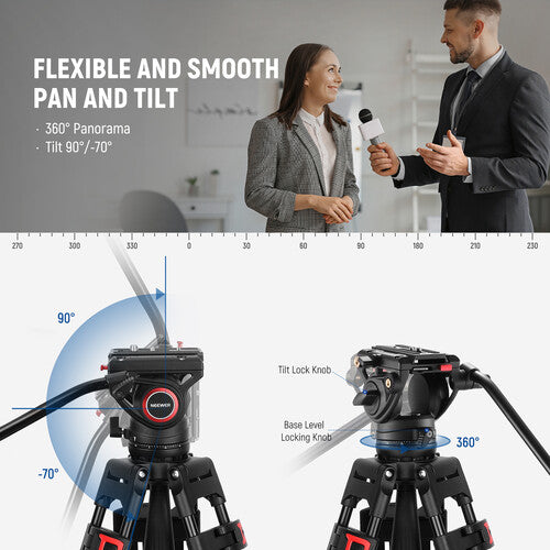 Trípode para video TP74 Neewer de cabezal fluido 74" Profesional