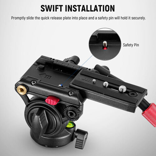 Cabezal Fluido Neewer GM001 | Compatible 501PL/504PL, 6kg, con Asa y Llave Allen