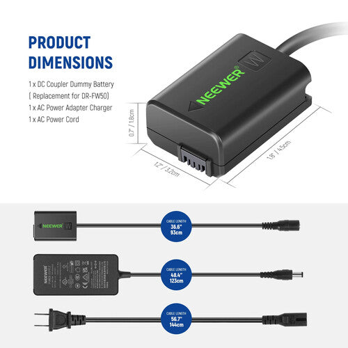 Batería Dummie Neewer TC-FW50 para cámara Sony (compatible NP-FW50)