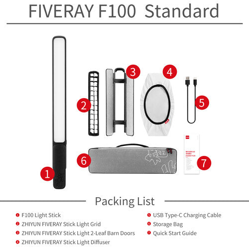 Barra de Luz LED RGB Fiveray F100 | Tubo LED Portátil para Video