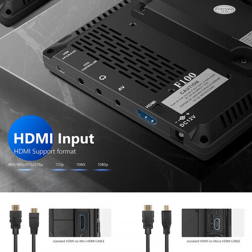 Monitor de Campo Neewer F100 7" HDMI | IPS HD, 450 nits, Asistente de Enfoque y Estuche