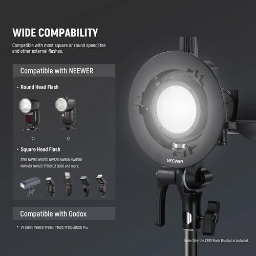 Soporte Neewer tipo S CRB1 con montaje Bowens para luz continua y flash