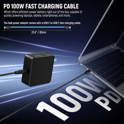 Cargador GaN USB-C 100W Neewer | Carga Rápida PD para Baterías V-Mount y Laptop