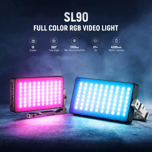 Neewer SL90 | Panel LED RGB-CCT 12W Recargable | CRI97+ | 18 Modos | Streaming y Vlog