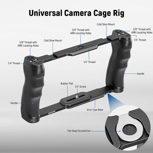 Neewer CA016T Jaula Universal para Mirrorless y DSLR | Rig Modular con NATO y 1/4"-3/8"
