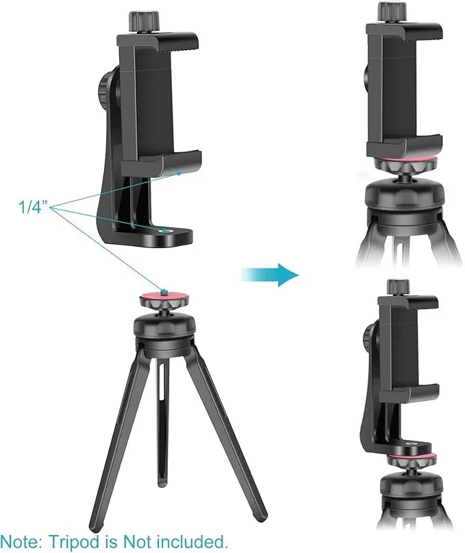 Adaptador de Trípode para Smartphone Neewer CL-06 | Rotación 360° | Vertical y Horizontal