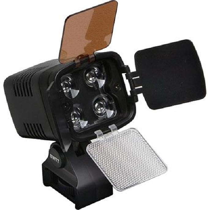 Luz LED Swit S-2010J | 4 LEDs, 12W, 1100Lx, 5600K regulable, puertas de granero, filtro 3200K y difusor. Ideal para video profesional