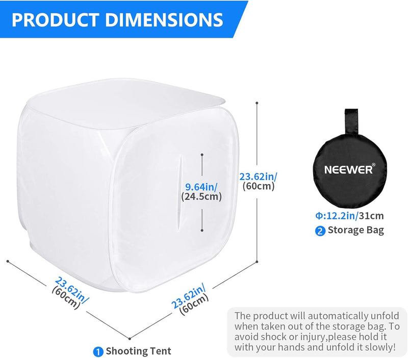 Caja de Luz Neewer STL-60 | 60x60cm | Fotografía de Producto | 4 Fondos | Plegable