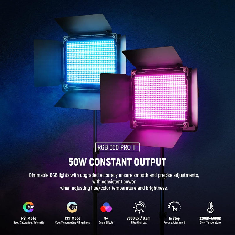 Kit 2 Luces LED Neewer RGB660 PRO II Panel RGB