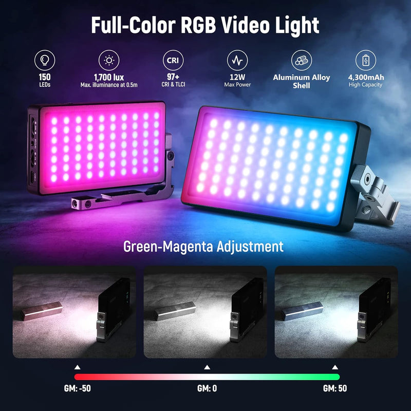 Neewer SL90 | Panel LED RGB-CCT 12W Recargable | CRI97+ | 18 Modos | Streaming y Vlog