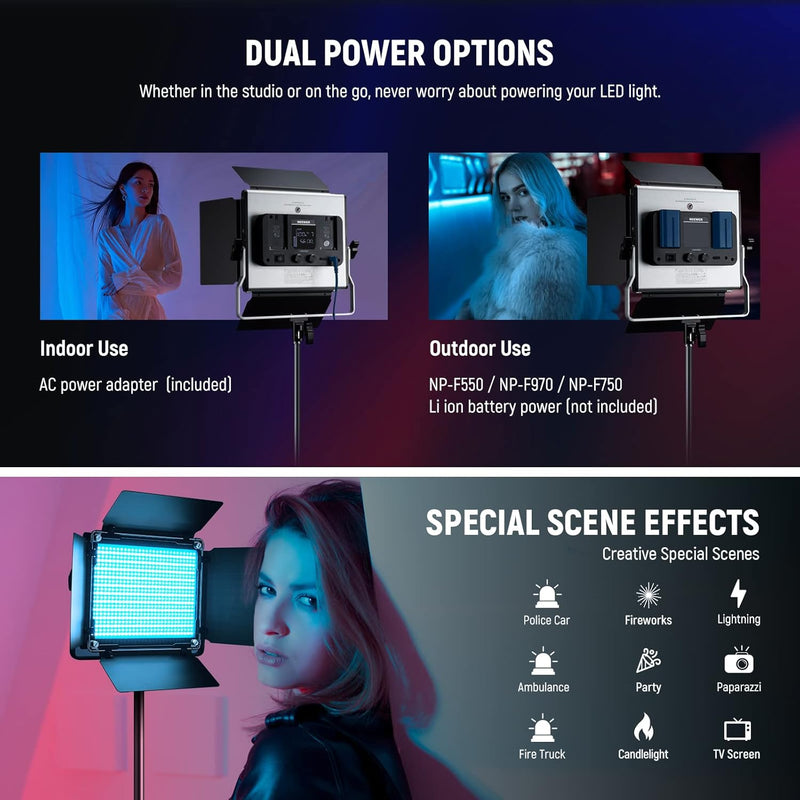 Kit 2 Luces LED Neewer RGB660 PRO II Panel RGB