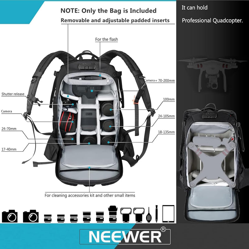 Mochila Neewer Pro Camera Backpack | Con Soporte Trípode y Divisores