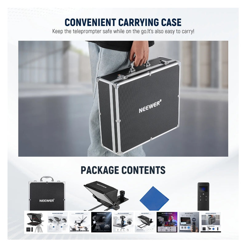 Teleprompter compacto con control remoto NEEWER X12 II para cámara compacta, DSLR y mirrorless