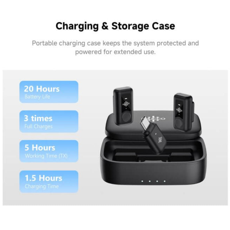 Micrófonos inalámbricos ultra-compactos USB-C para smartphones 2 mics Luucco Link2 color blanco