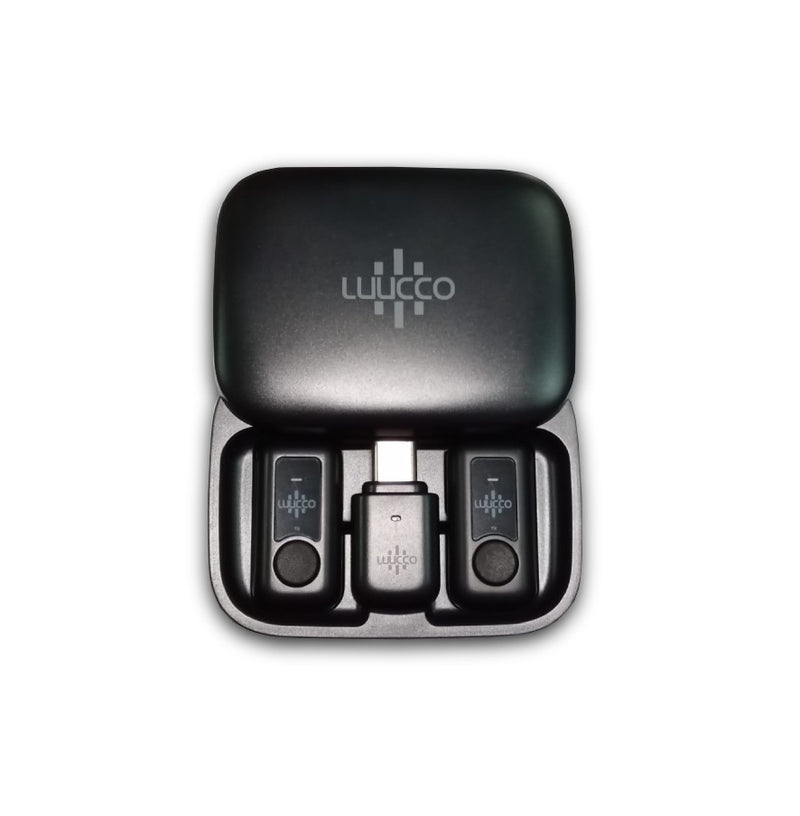 Micrófonos inalámbricos ultra-compactos USB-C para smartphones 2 mics Luucco Link2 color negro