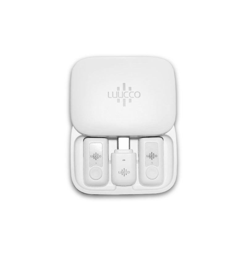 Micrófonos inalámbricos ultra-compactos USB-C para smartphones 2 mics Luucco Link2 color blanco